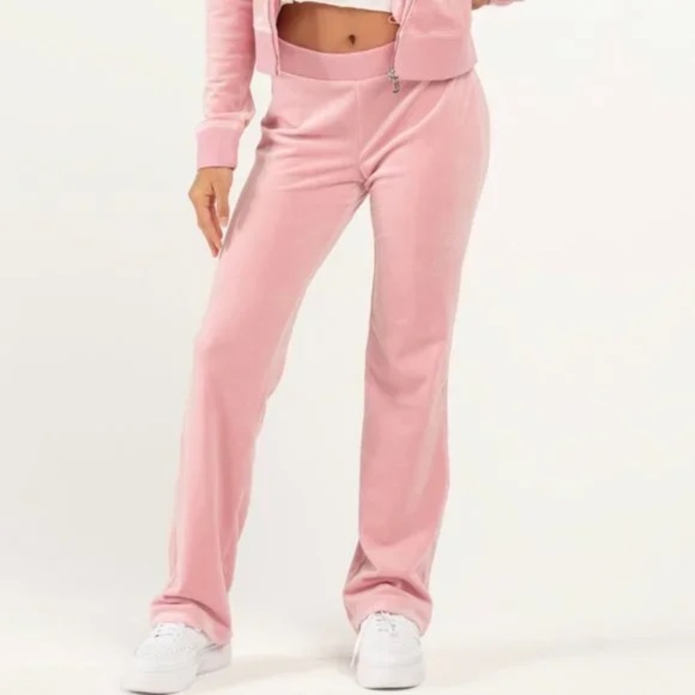 Juicy Couture Pink Velour bling Pants size medium women